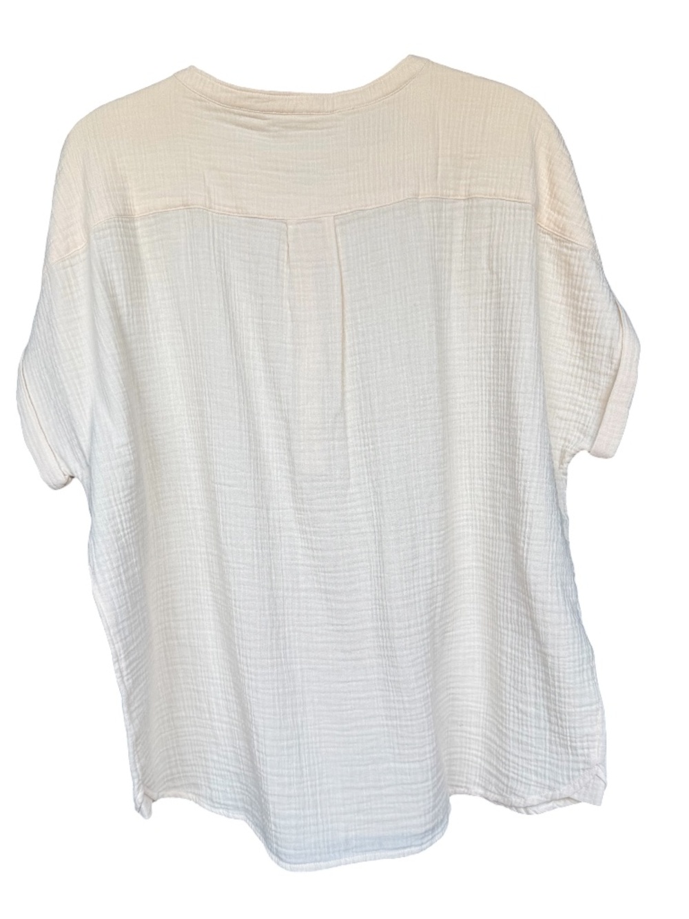 Quince 100% Organic Cotton Gauze Roll Sleeve Cream Shirt Sz XL - Picture 7 of 10